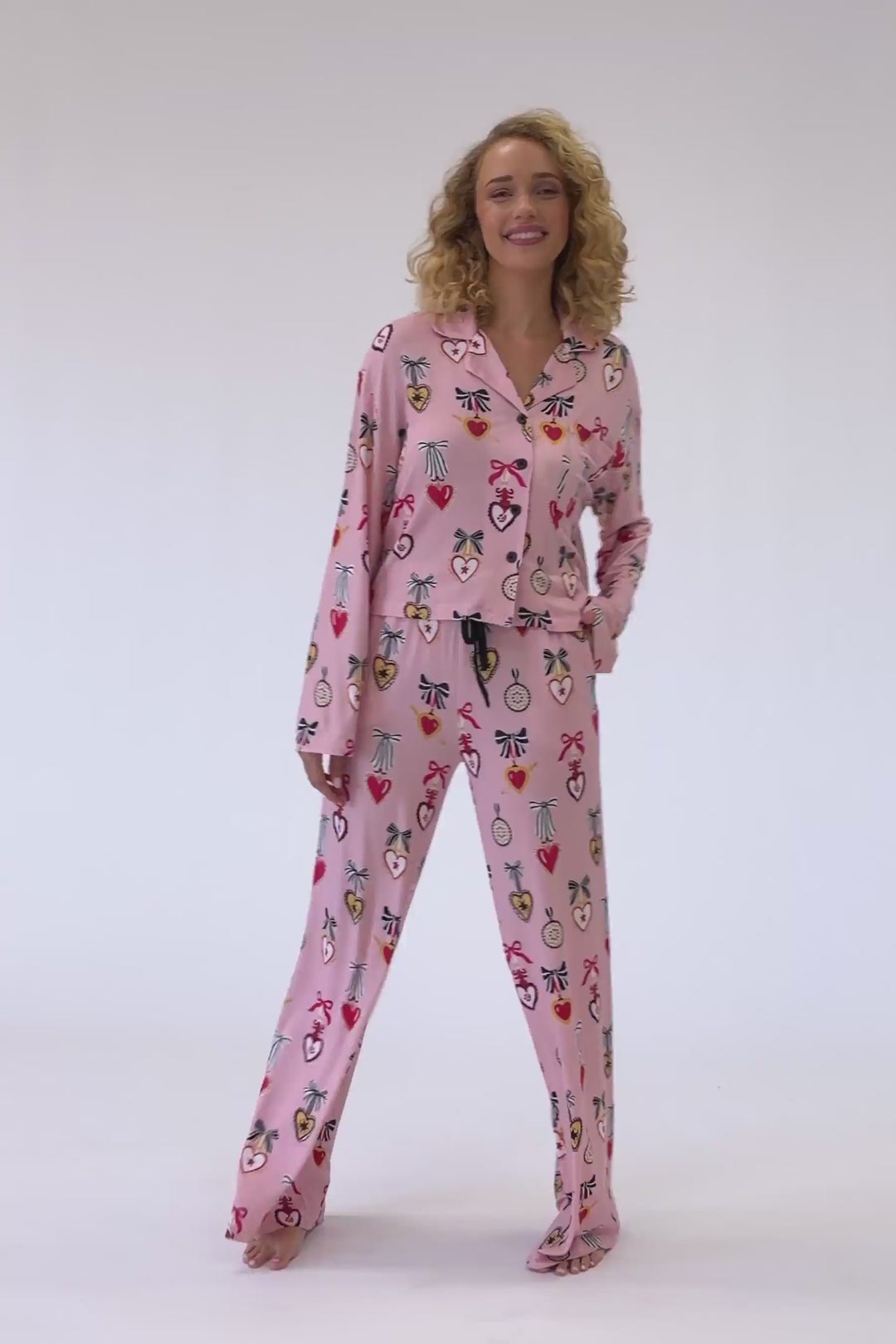 Sweetheart Dreams Love Lockets Print Long Sleeve PJ Set