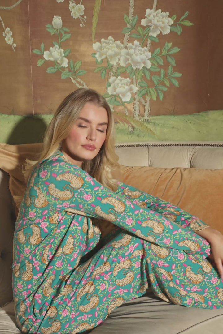 Cheetah Bonita Dreams Cheetah Print Long Sleeve PJ Set