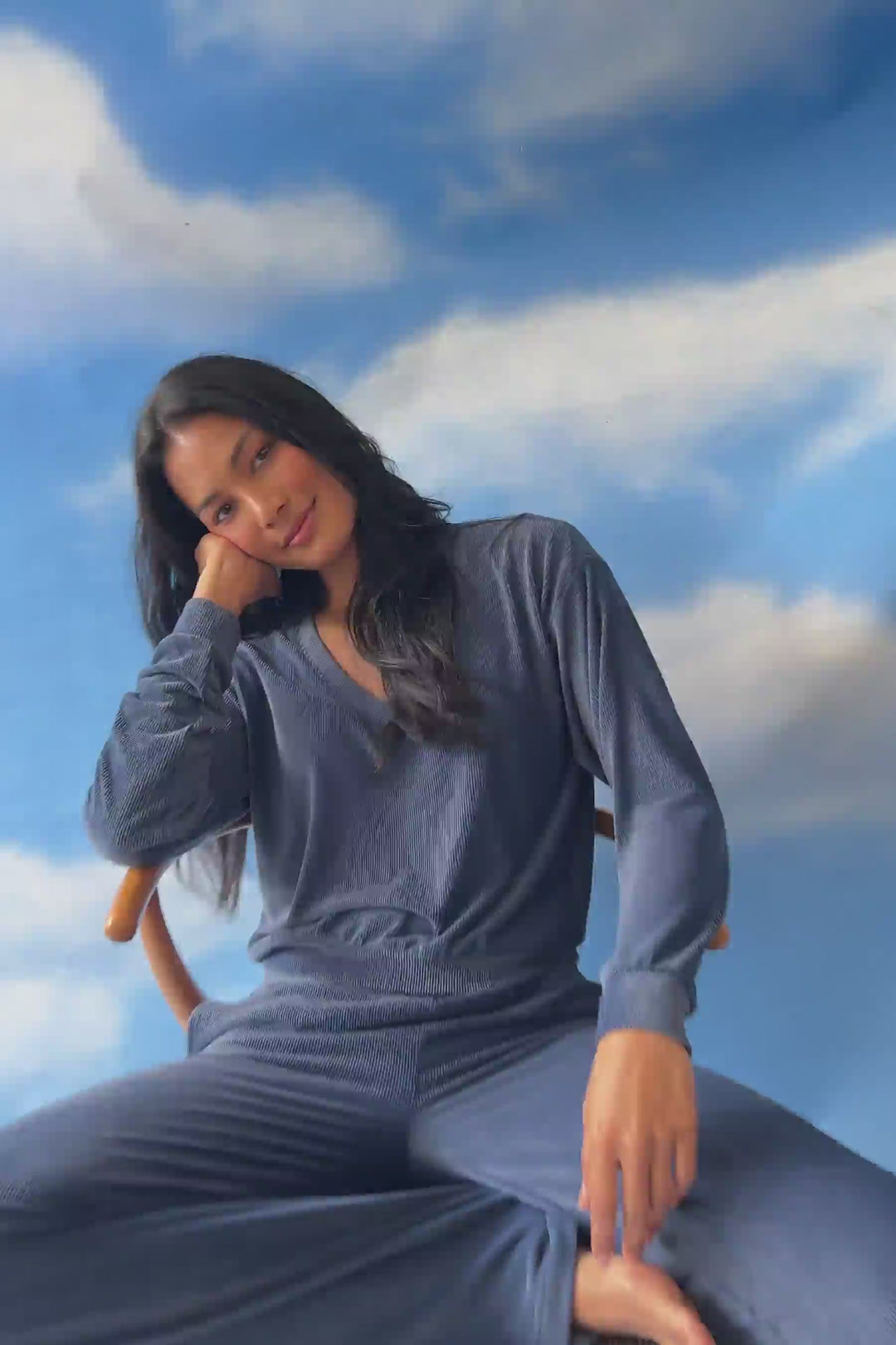 Craving Corduroy Long Sleeve V-Neck Velour Top