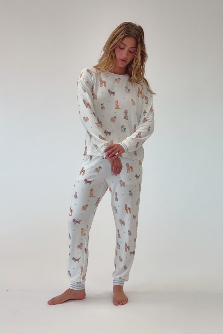 Meet Me in Pawris Dog Print Jogger Pajama Pants