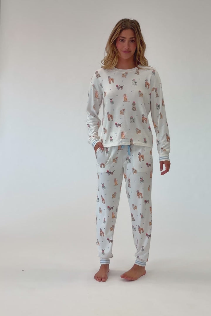 Meet Me in Pawris Dog Print Long Sleeve Top