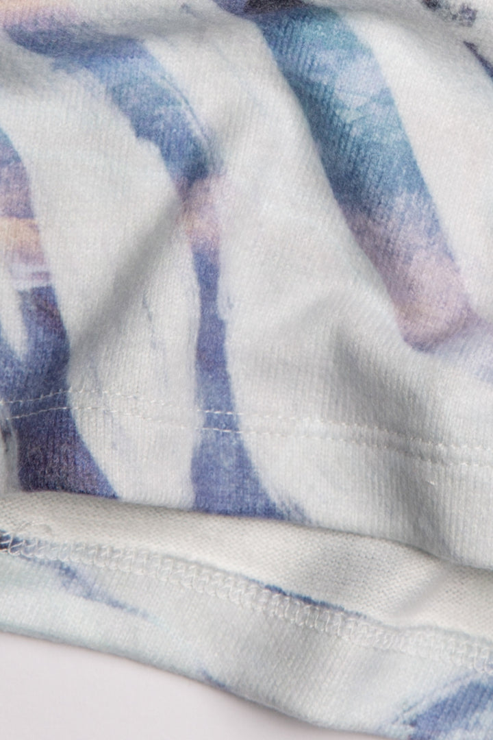 Grey crew neck tank top with colorful zebra print on peachy jersey fabric. (7125198995556)