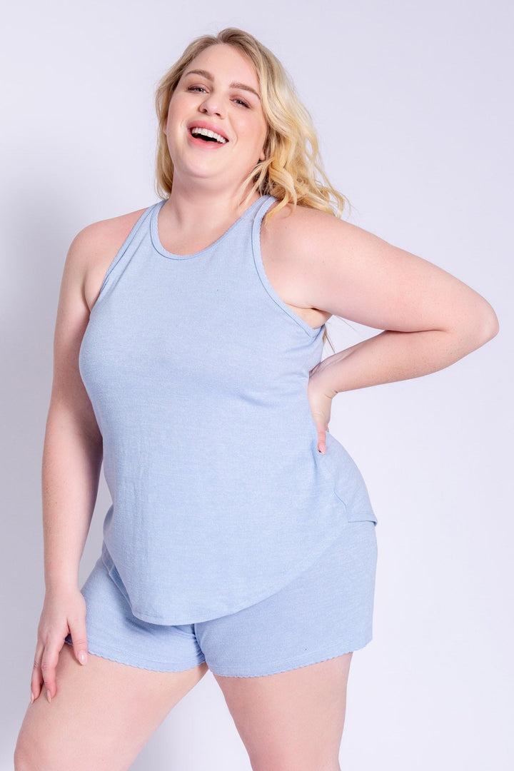 Racer tank + fitted boy short set in Repreve® recycled knit (6612550254692) (7105225097316)