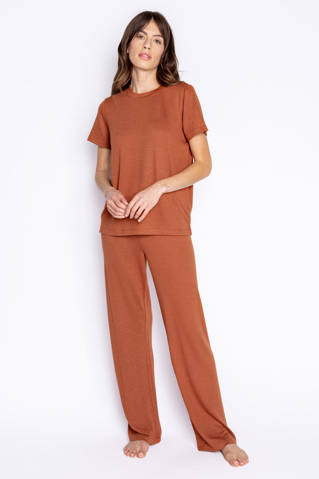 Pant and tee port lounge set in REPREVE® certified recycled fabric in ultra-fine jersey material. (6853539922020)