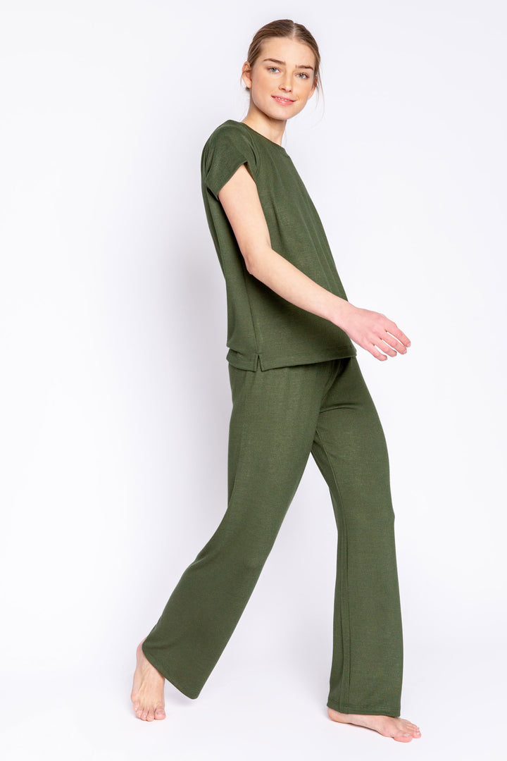 Pant and tee port lounge set in REPREVE® certified recycled fabric in ultra-fine jersey material. (6853540151396)