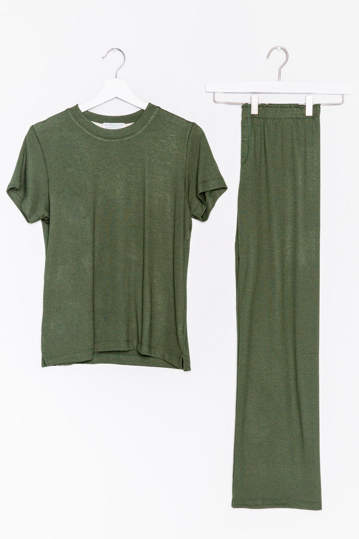 Pant and tee port lounge set in REPREVE® certified recycled fabric in ultra-fine jersey material. (6853540151396)