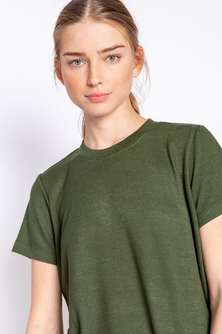Pant and tee port lounge set in REPREVE® certified recycled fabric in ultra-fine jersey material. (6853540151396)