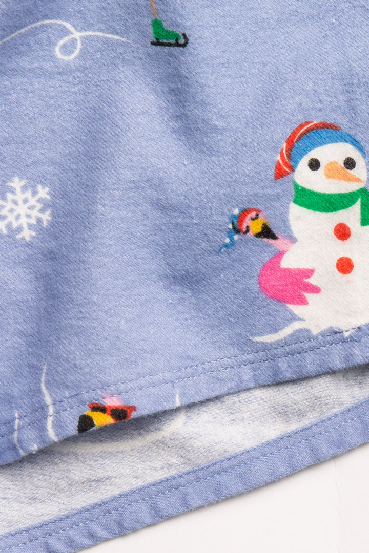 Peri flannel pajama pant in brushed cotton with pink flamingo & snowflake pattern. (7231869321316)