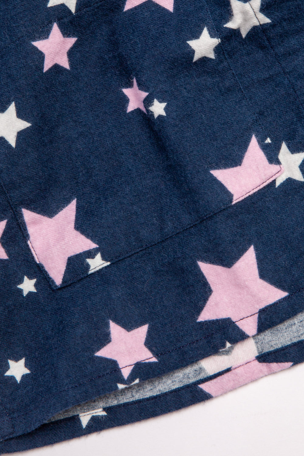Cotton flannel pj set in navy star print. Embroidered 'Rise & Shine & hair wrap. (7231870042212)