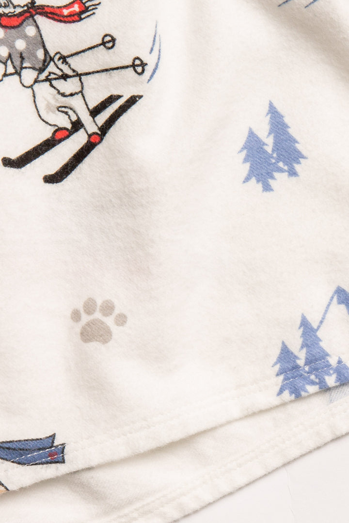 Ivory flannel boxer short in brushed cotton with alpine ski pattern. (7231871352932)