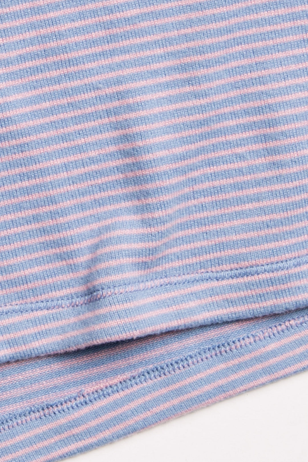 Mini thermal long sleeve jammie top in blue-lilac pinstripe. Embroidery at colllar in pink. (7231875121252)