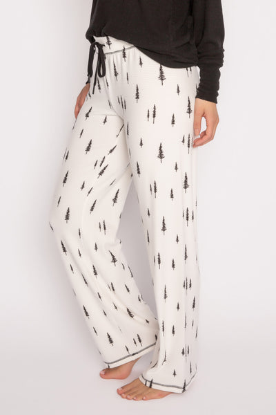 Velour thermal open leg pj pant with mini tree print. (7231877283940)
