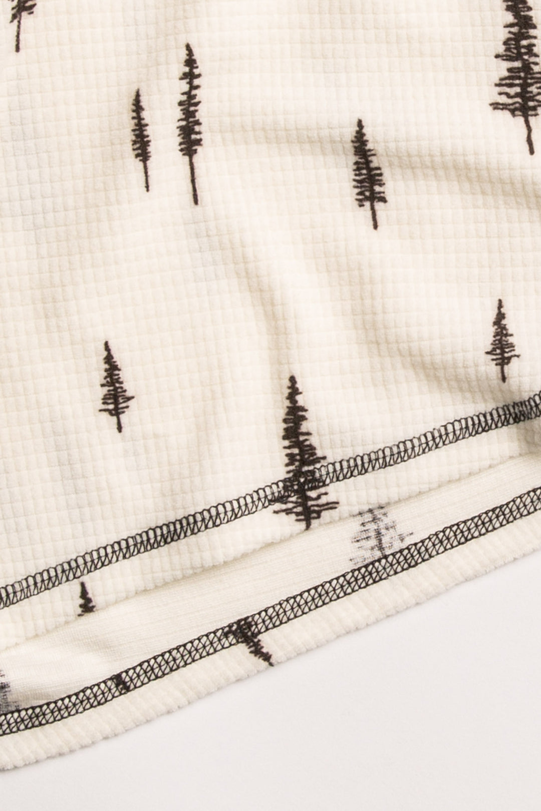 Velour thermal pajama short with mini tree print & tie waist. (7231877480548)