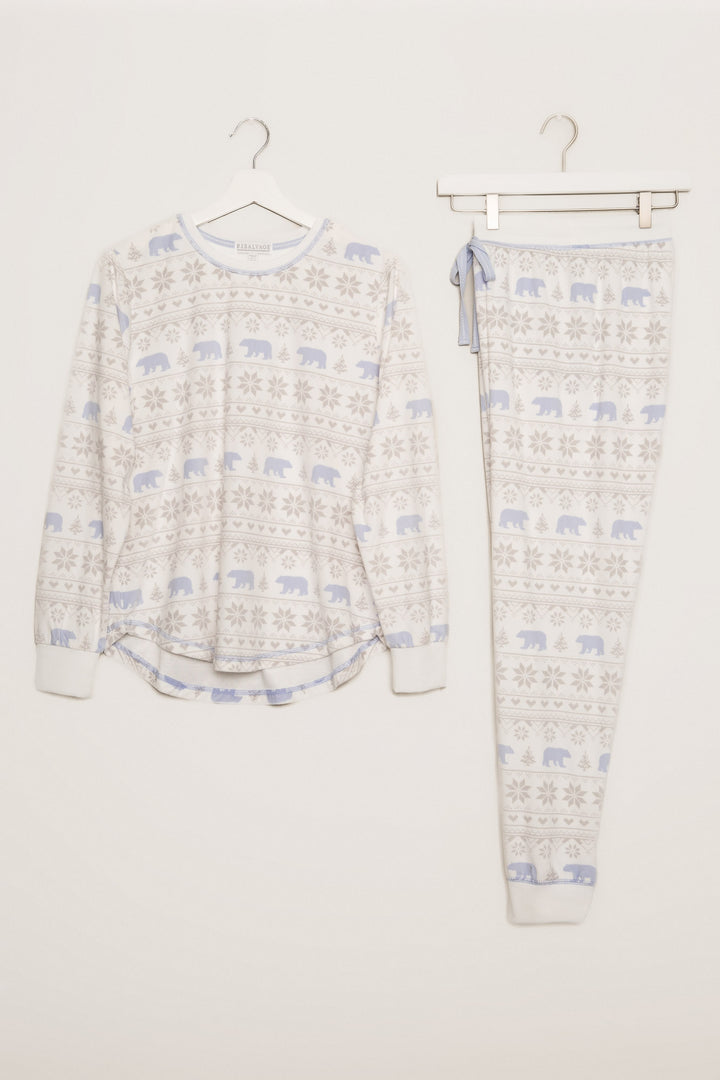 Matching velour jammie set top & pant in velour polar bear print. (7231881838692)