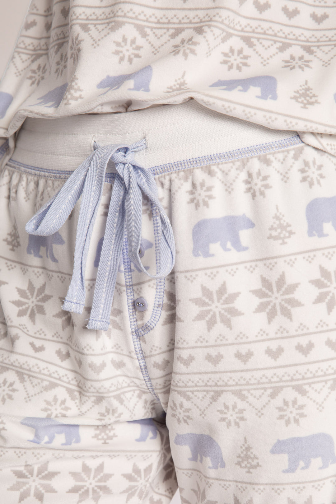 Matching velour jammie set top & pant in velour polar bear print. (7231881838692)