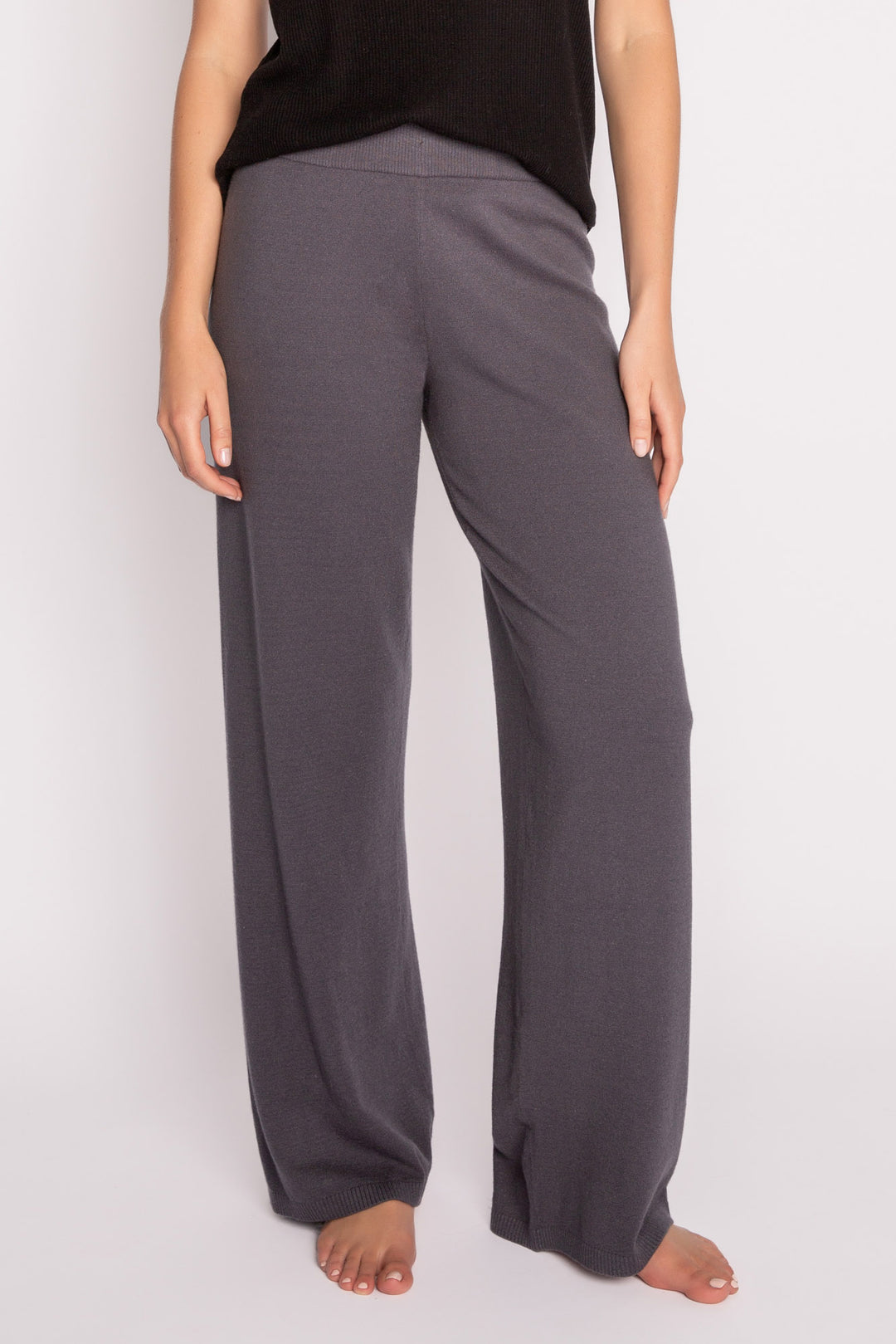Sweater-knit lounge pant in charcoal with rib knit waistband (7231886000228)