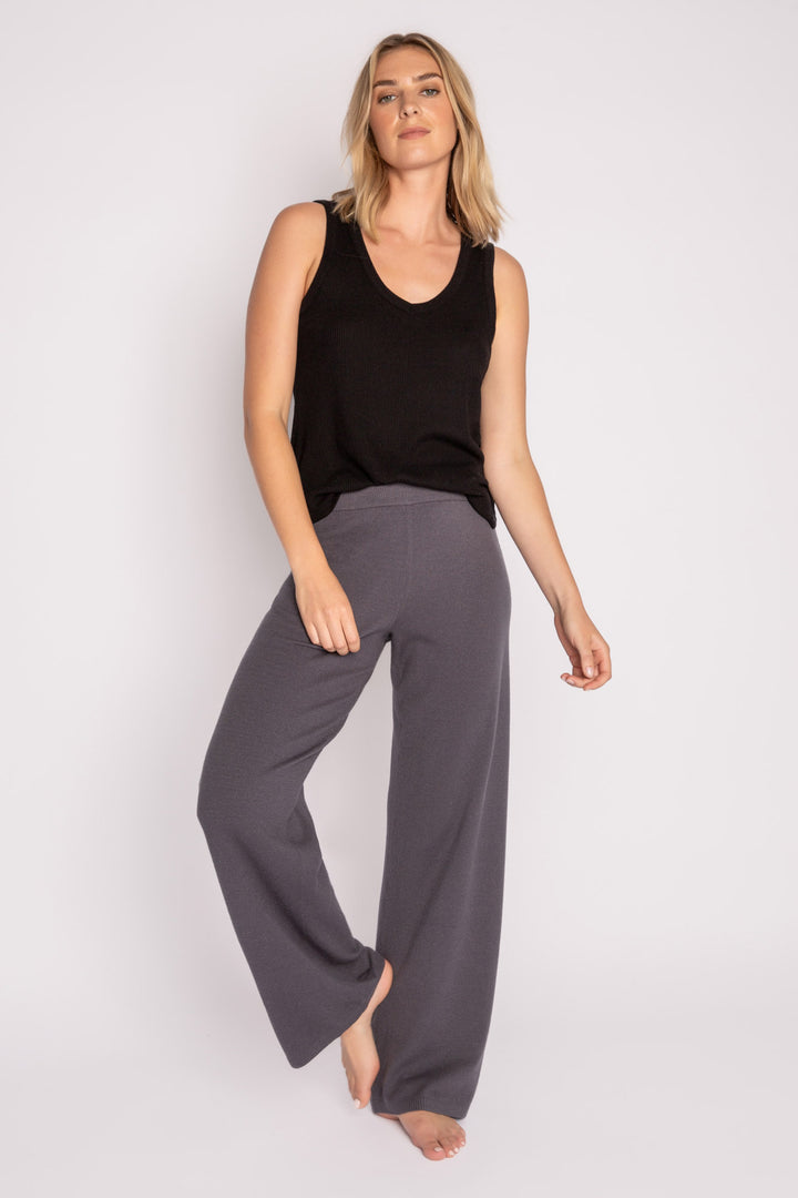Sweater-knit lounge pant in charcoal with rib knit waistband (7231886000228)