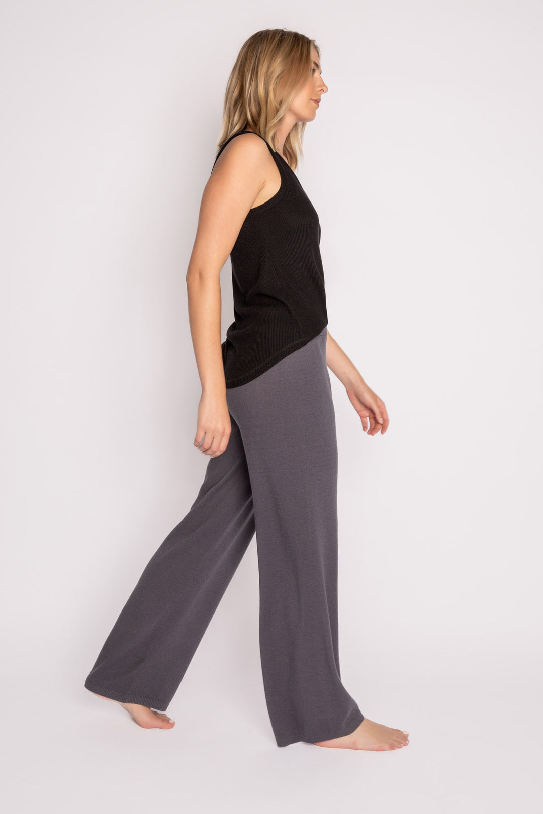 Sweater-knit lounge pant in charcoal with rib knit waistband (7231886000228)