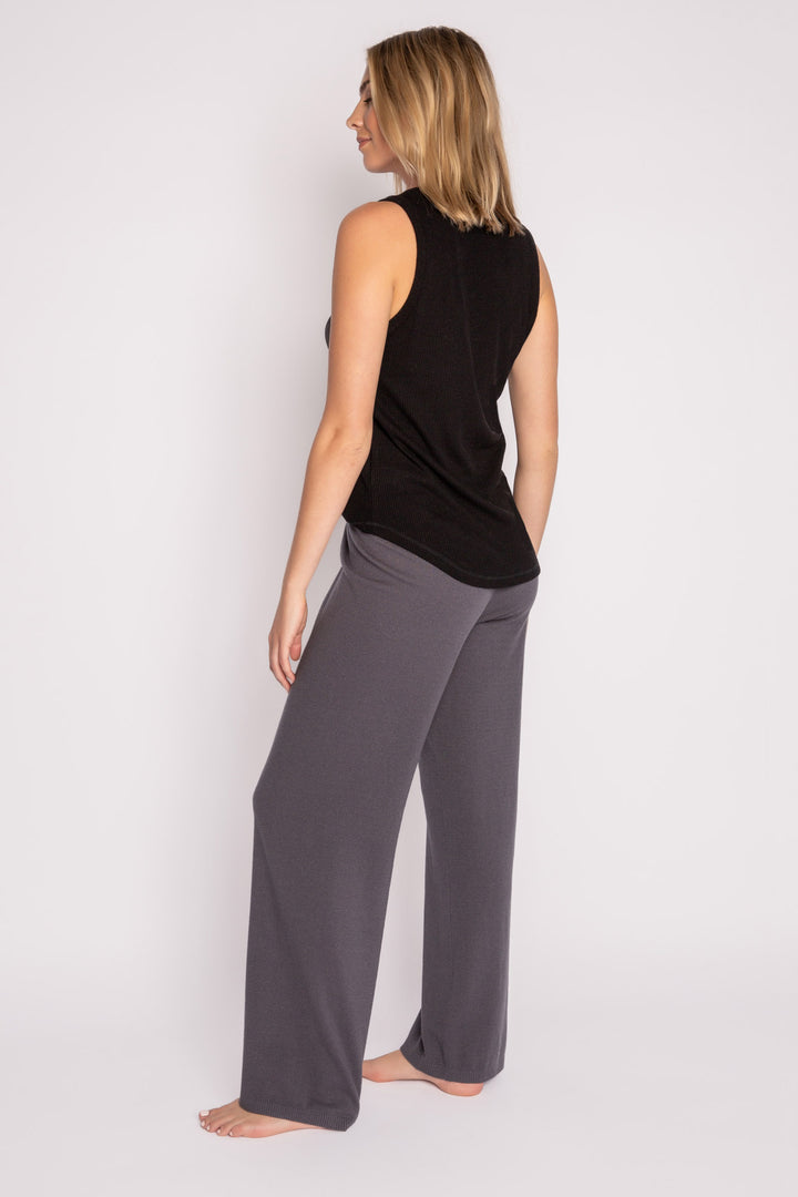 Sweater-knit lounge pant in charcoal with rib knit waistband (7231886000228)