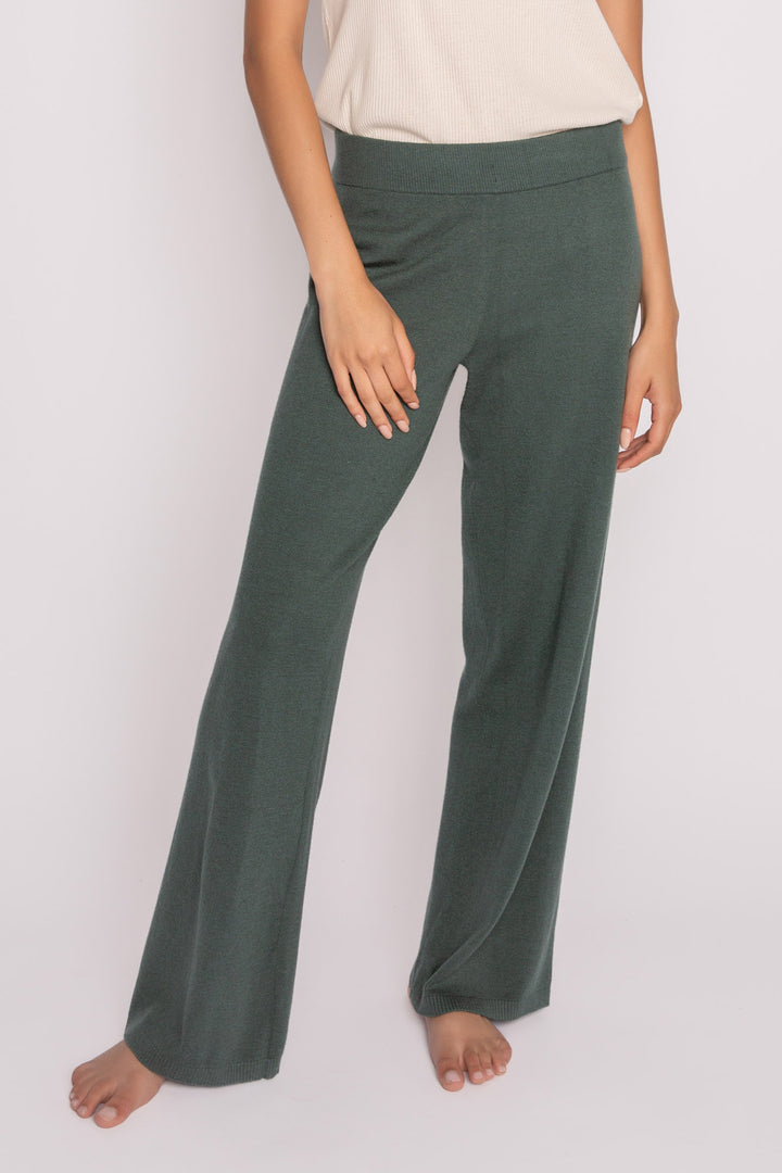 Sweater-knit lounge pant in dark green with rib knit waistband (7231886065764)