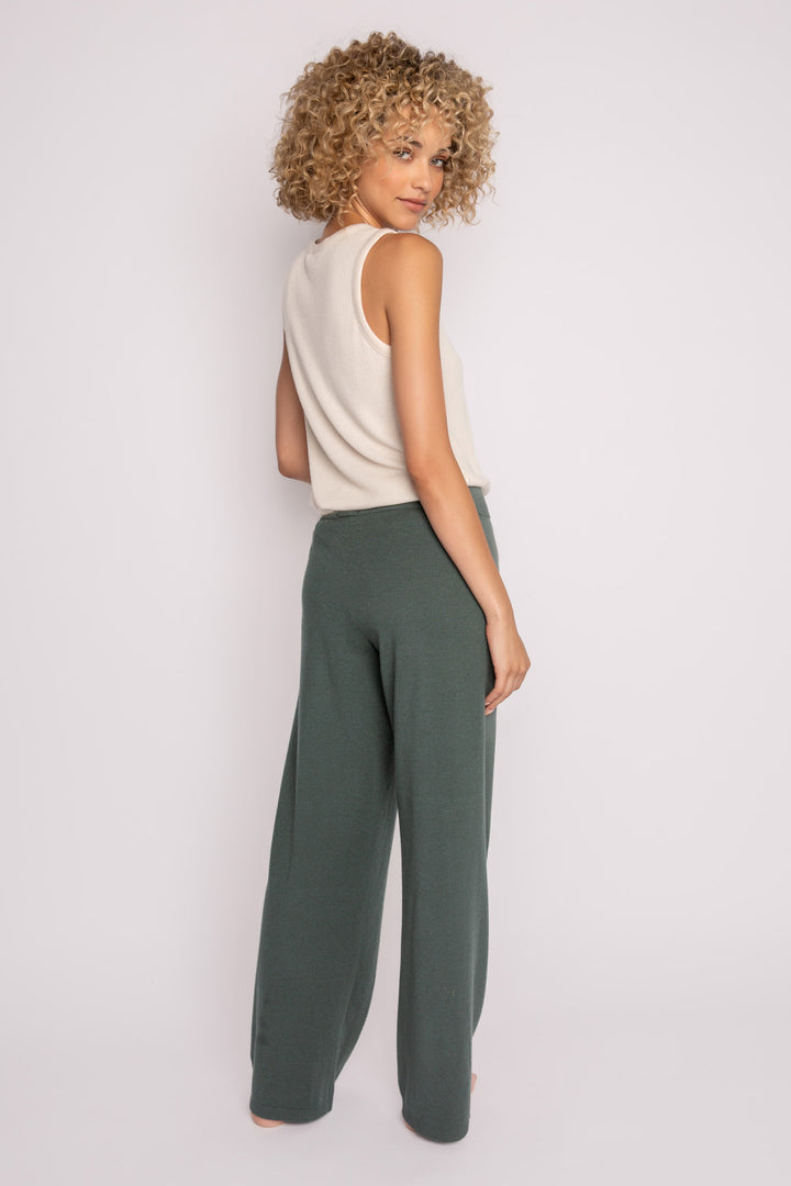 Sweater-knit lounge pant in dark green with rib knit waistband (7231886065764)