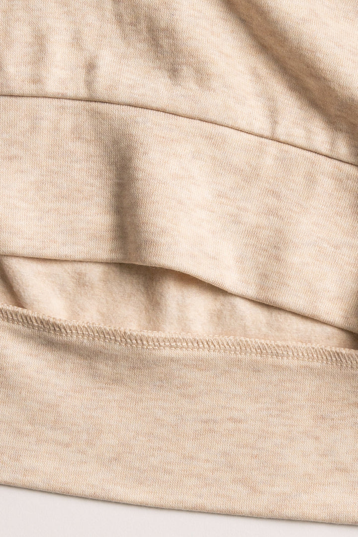 Lounge set top & jogger in oatmeal fleece. "Love" chest print. Multi-stripe pant side seams. (7257679855716)
