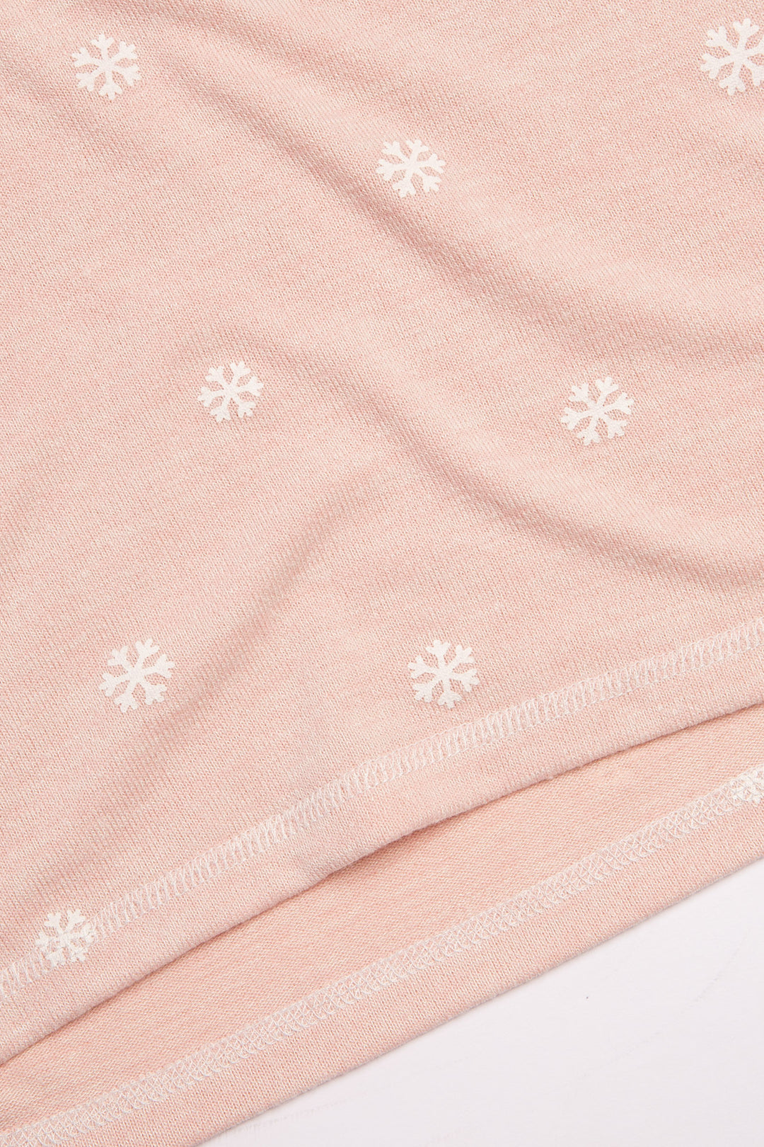 Pink pajama set in matching gift bag. Snowflake print top & pj pant w/ribbon tie, in Repreve soft knit. (7200024330340)