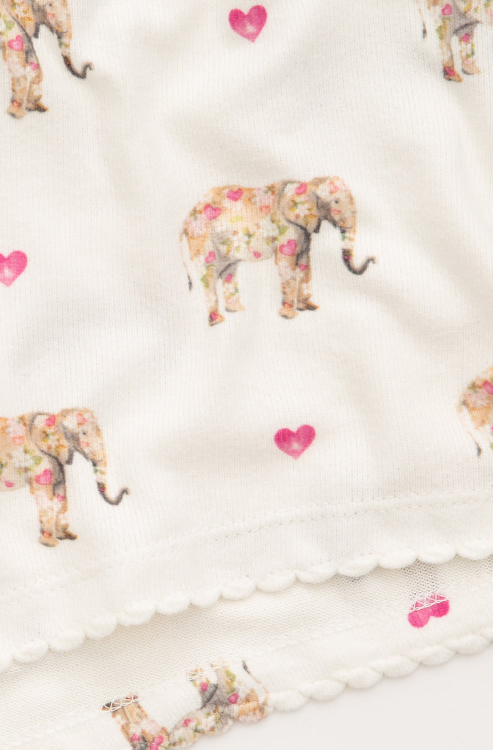 Ivory elephant-print sleep tank top. Neckline has picot trim. Relaxed fit. (7325667360868)