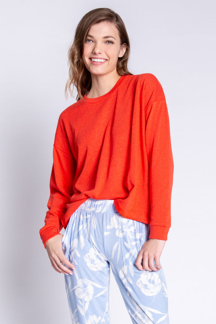 Long sleeve t-shirt boxy fit tee in modal-cotton slub jersey. (6589213016164)