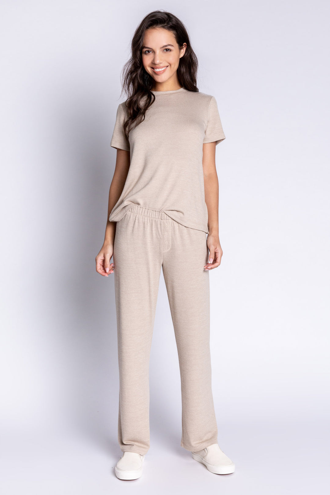 Versatile style stone tee in recycled REPREVE® jersey. Side vent to tuck in, tie up, or layer. (6612550516836)