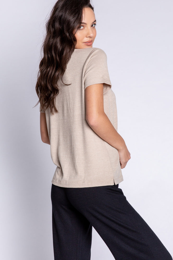 Versatile style stone tee in recycled REPREVE® jersey. Side vent to tuck in, tie up, or layer. (6612550516836)