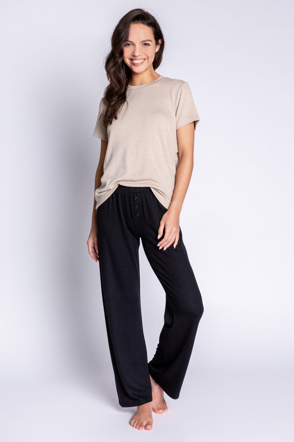 Versatile style stone tee in recycled REPREVE® jersey. Side vent to tuck in, tie up, or layer. (6612550516836)